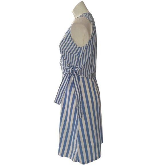 Ann Taylor Striped Poplin Wrap Dress, Blue White Women's Size 8 - Picture 8 of 12